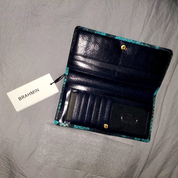 BRAHMIN Ady Wallet in Blue Waterford Genuine Leather - Picture 9 of 12